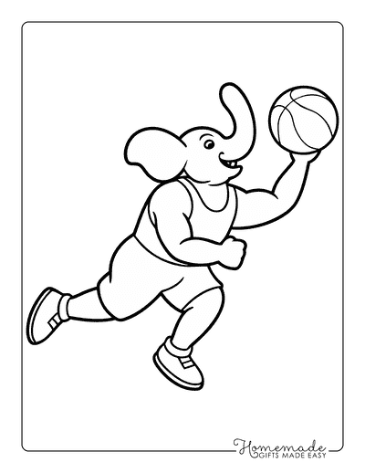 Basketball Coloring Pages Easy Elephant Basketball Player