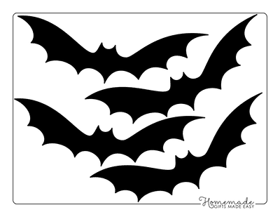 Bat Template Stretched Wings Medium Black
