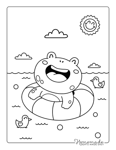 Beach Coloring Pages Kawaii Frog Beach Day