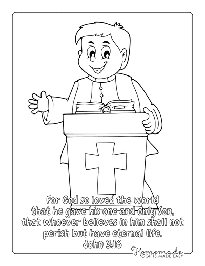 Bible Coloring Pages Christian Vicar Priest Preacher Minister