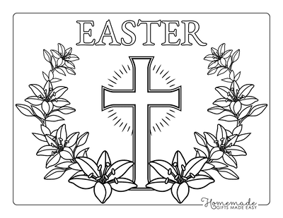 Bible Coloring Pages Easter Lilies Cross