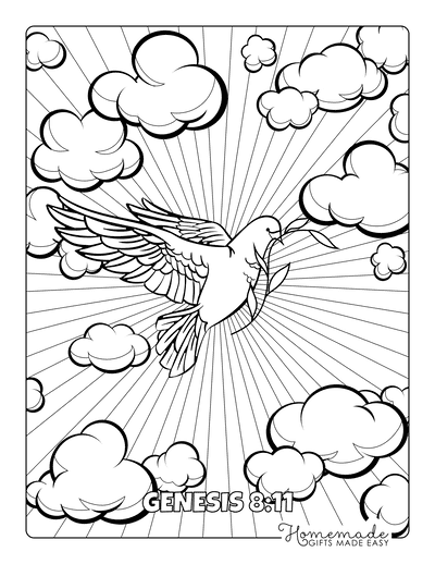 Bible Coloring Pages Genesis 8 11 Dove Olive Leaf