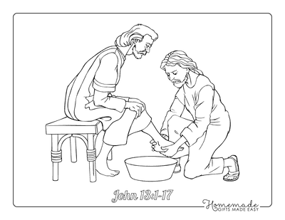 Bible Coloring Pages Jesus Washes Disciples Feet