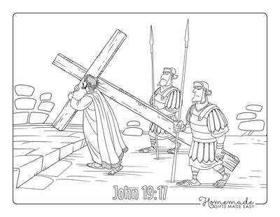 Bible Coloring Pages John 19 17 Jesus Carrying His Own Cross