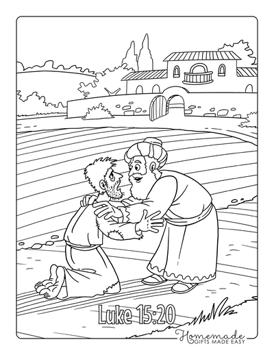 Bible Coloring Pages Luke 15 20 Parable Lost Son