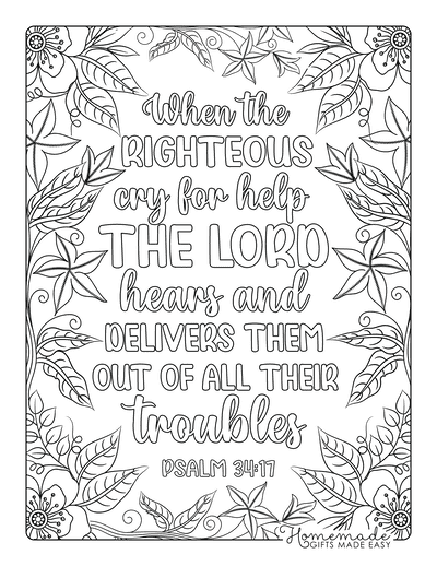 Bible Coloring Pages Psalm 34 17 Cry for Help Lord Delivers From Troubles