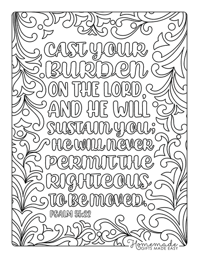 Bible Coloring Pages Psalm 55 22 Cast Your Burden on the Lord