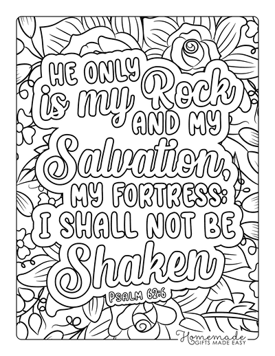 Bible Coloring Pages Psalm 62 6 He Is My Rock Salvation Fortress Not Be Shaken