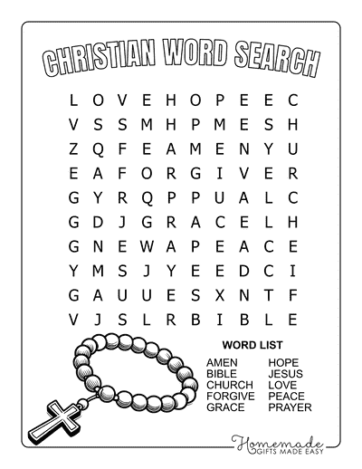 Bible Word Search Christian Words Easy