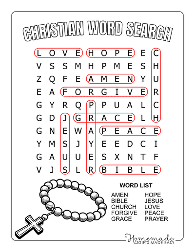 Bible Word Search Christian Words Easy Answers