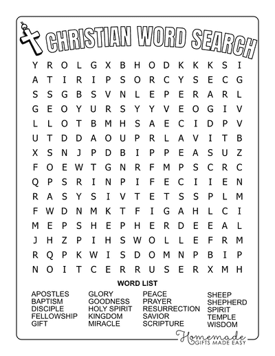 Bible Word Search Christian Words Medium