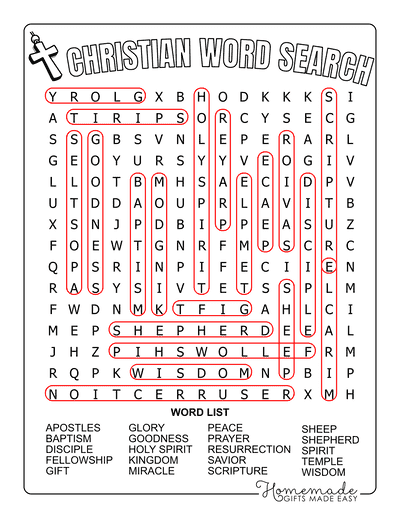 Bible Word Search Christian Words Medium Answers