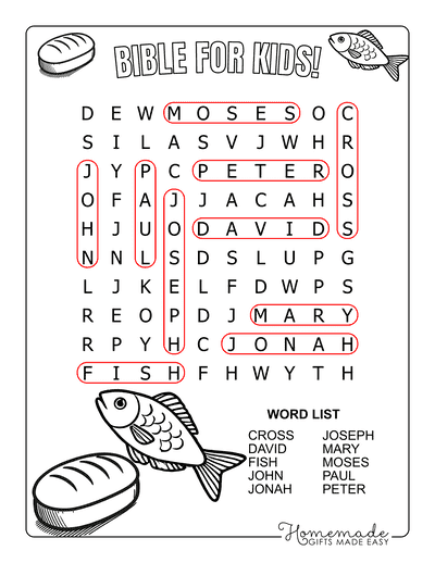 Bible Word Search for Kids Easy Answers