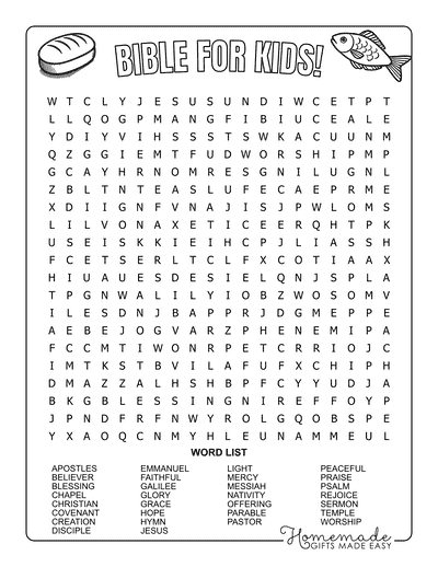 Bible Word Search for Kids Hard