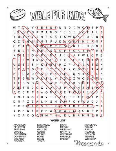 Bible Word Search for Kids Hard Answers