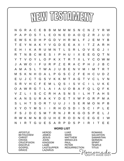 Free Printable Bible Word Search Puzzles For Kids