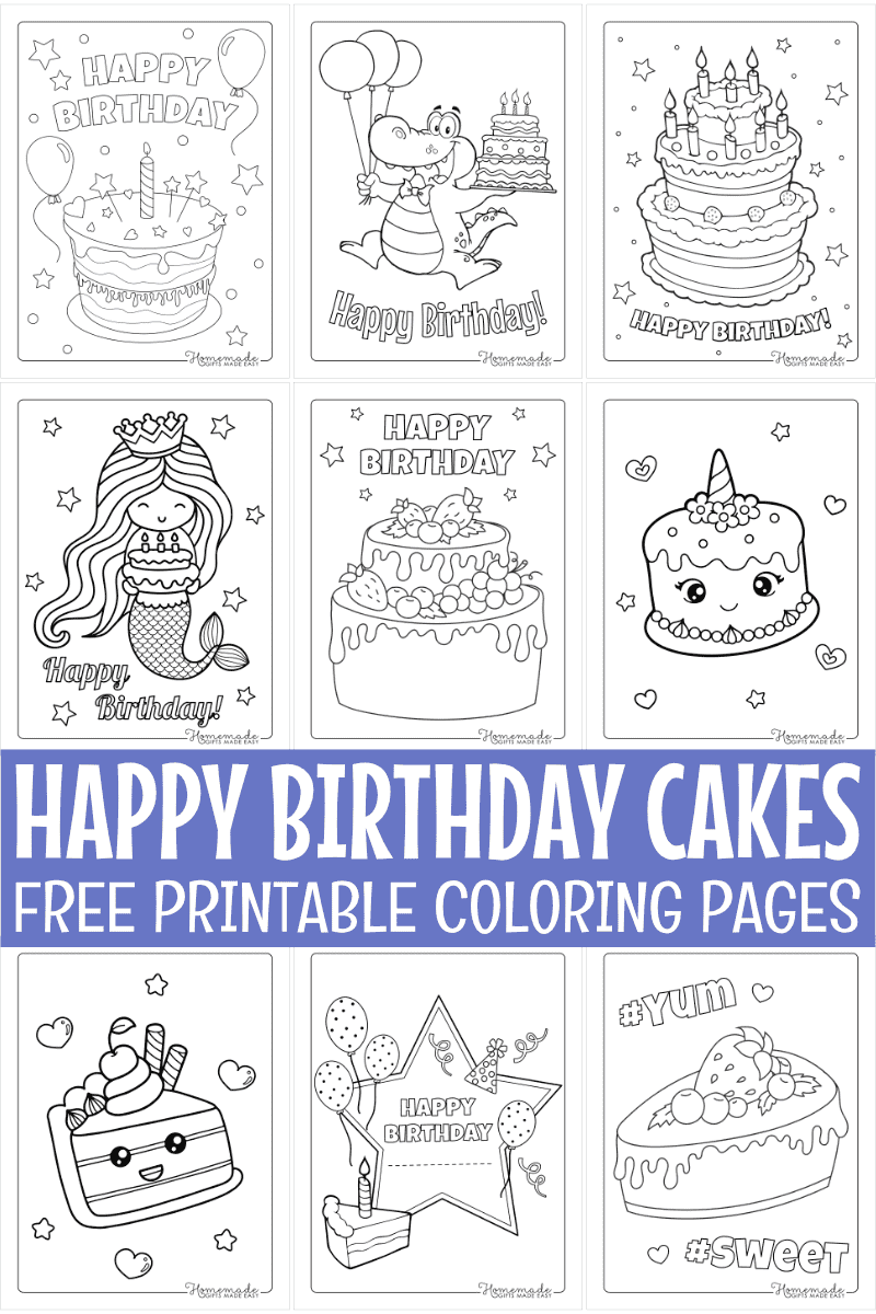 Birthday Cake Coloring Pages