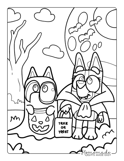 Bluey Coloring Pages Bluey and Bingo Halloween