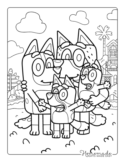 Bluey Coloring Pages Bluey Family Coloring Pages Group Hug