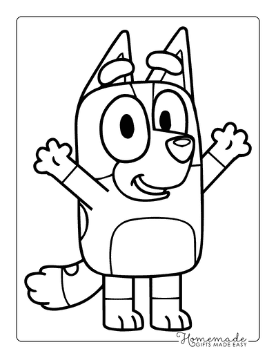 Bluey Coloring Pages Easy Bingo Outline for Kids
