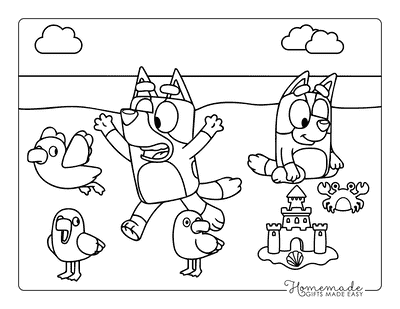 Bluey Coloring Pages Full Page Printable Bluey Outline Beach Day