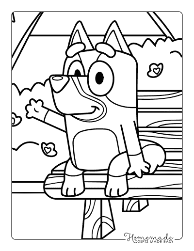 Bluey Coloring Pages Full Page Printable Bluey Outline for Kids Bluey on Bench