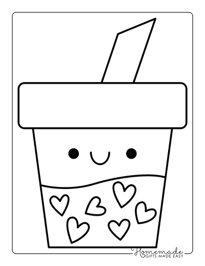 Boba Coloring Pages Simple Cute Bubble Tea Coloring Page for Preschoolers