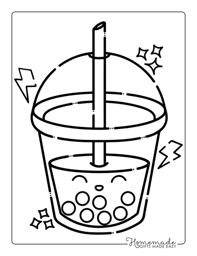 Boba Coloring Pages Simple Kawaii Bubble Tea Coloring Page Thick Outlines