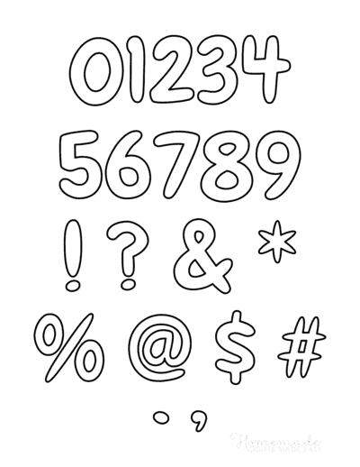 Numbers In Bubble Letters Numbers In Bubble Letters