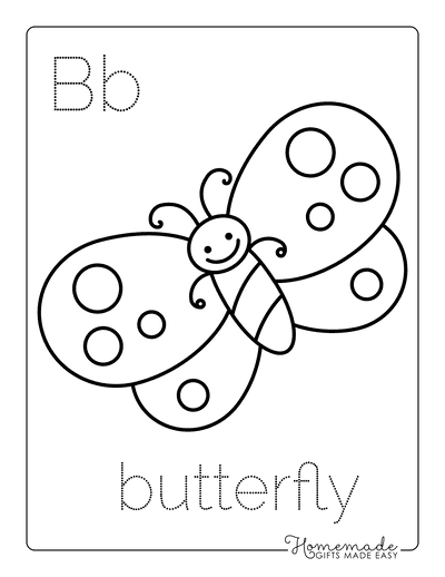 Butterfly Coloring Pages B for Butterfly Preschoolers
