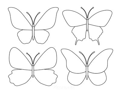 Butterfly Coloring Pages Blank Templates Set 1