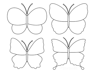 Butterfly Coloring Pages Blank Templates Set 2