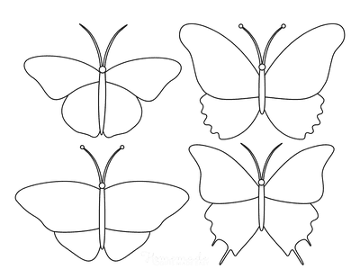 Butterfly Coloring Pages Blank Templates Set 3