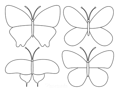 Butterfly Coloring Pages Blank Templates Set 4