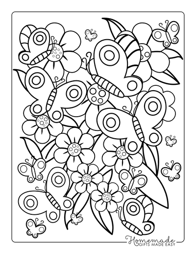 Butterfly Coloring Pages Butterflies in the Garden