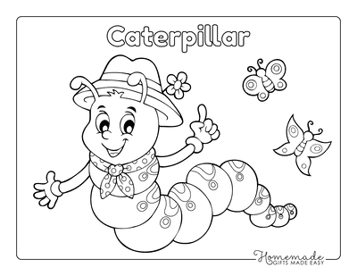 Butterfly Coloring Pages Cartoon Caterpillar Butterflies Garden