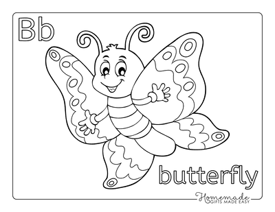 Butterfly Coloring Pages Cartoon Waving Cute