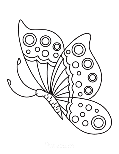 Butterfly Coloring Pages Circles Side View