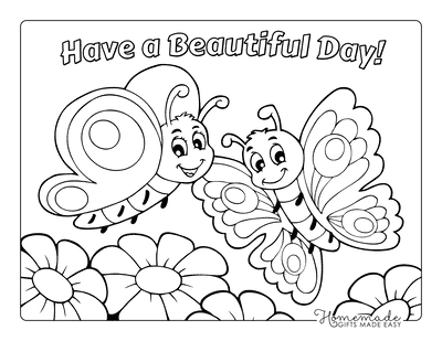 Butterfly Coloring Pages Cute Cartoon Butterflies Flowers