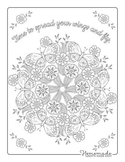 Butterfly Coloring Pages Detailed Flowers Butterflies Mandala for Adults