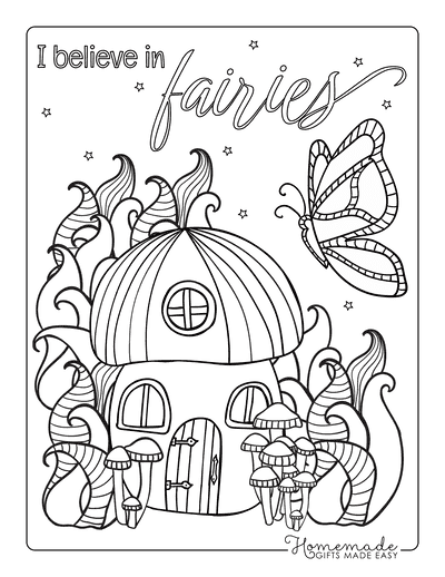 Butterfly Coloring Pages Fairy House