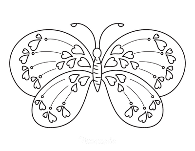 Butterfly Coloring Pages Hearts