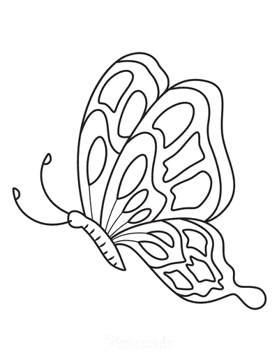 Butterfly Coloring Pages Pattern of Shapes Side View