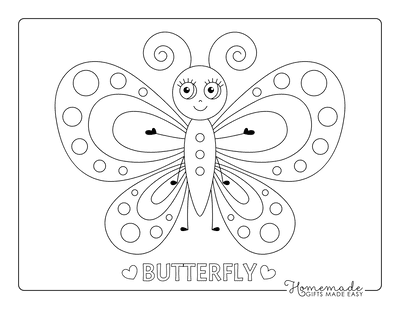 Butterfly Coloring Pages Pretty Spots Eyelashes for Kids