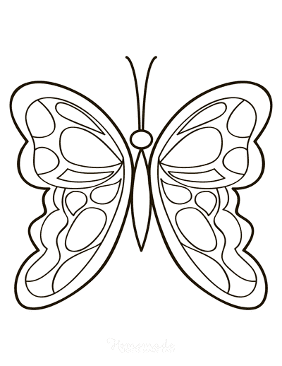 Butterfly Coloring Pages Simple Pattern to Color Large Wings