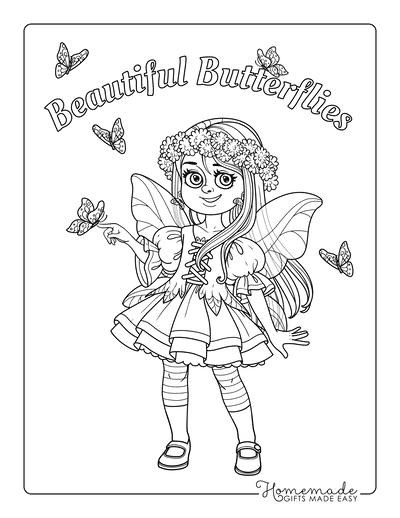 Butterfly Coloring Pages Spring Fairy Wings Butterflies