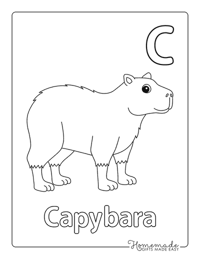 Capybara Coloring Pages Easy Cute C Is for Capybara Coloring Page