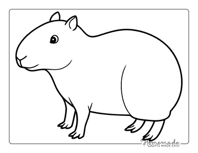 Capybara Coloring Pages Easy Cute Capybara Outline to Color