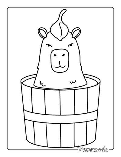 Capybara Coloring Pages Easy Cute Funny Capybara Drawing in Water Bucket