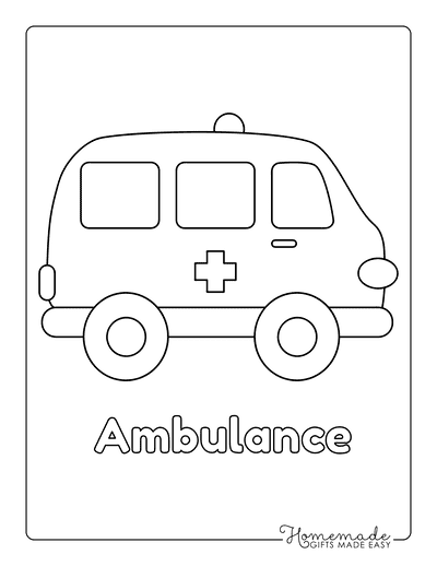 Car Coloring Pages Ambulance for Preschoolers